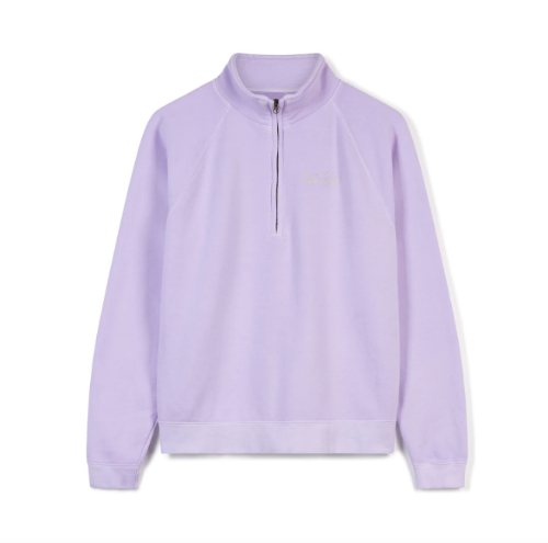 Lilac Script Half Zip Sweater