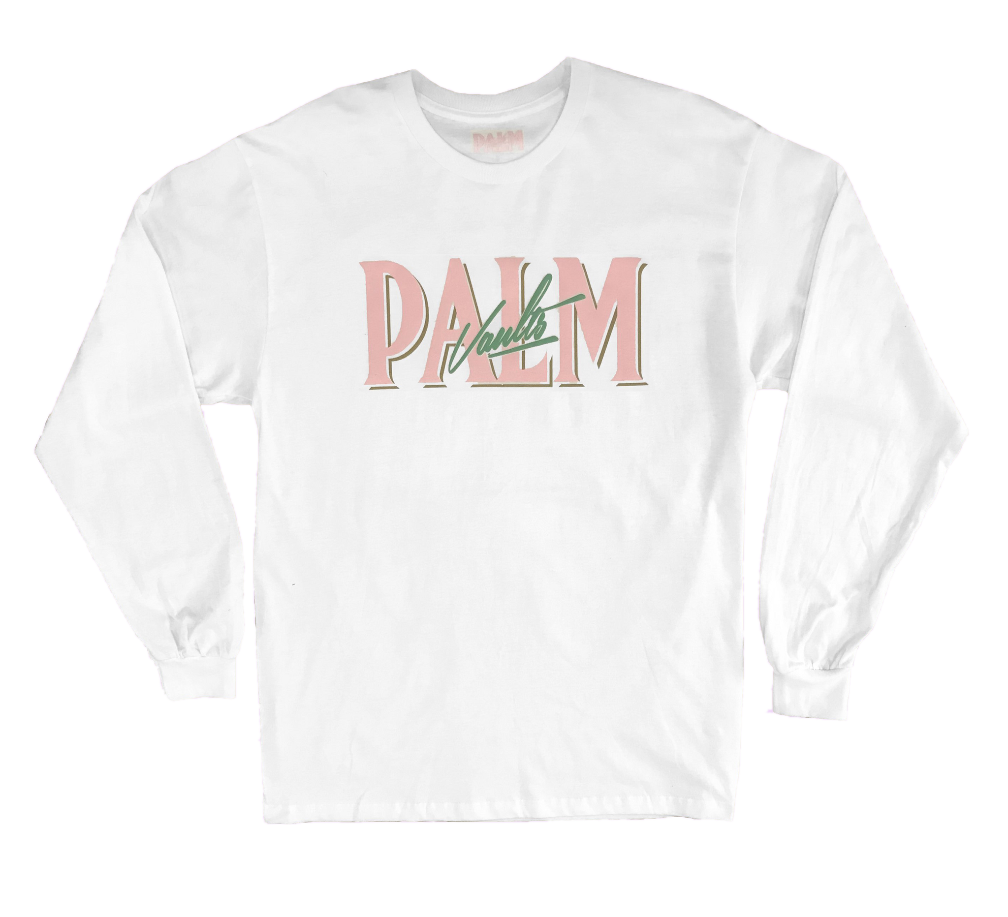 Palm Vaults Long Sleeve Tee White (Logo Front)