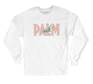 Palm Vaults Long Sleeve Tee White (Logo Front)